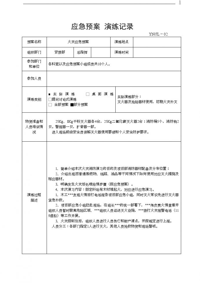江苏某公司应急预案演练组织记录_图1