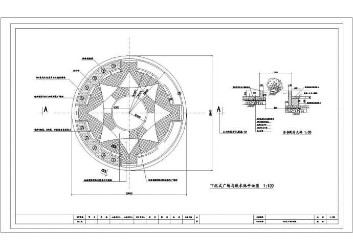 某下沉式广场与跌水池CAD建筑设计平面图_图1