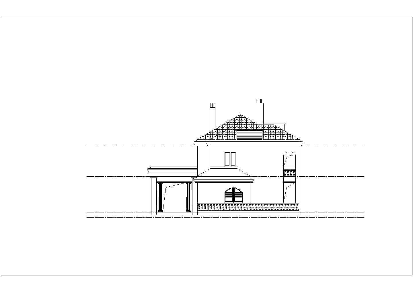 某盛源东海住宅别墅欧式法式英式CAD建筑平面立面总体