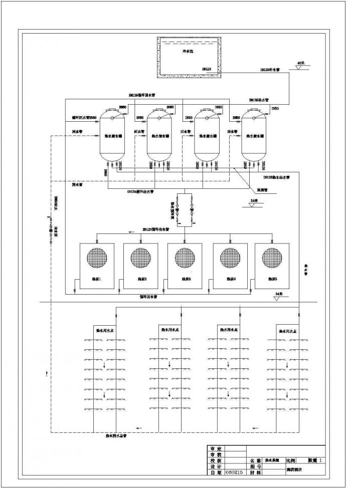 某地星级酒店热泵系统cad平面设计图_图1