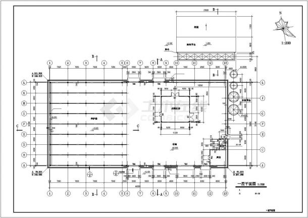 某地大型车间建筑施工CAD图纸-图二