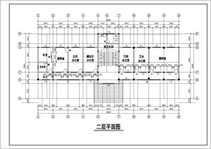 某地多层水库办公楼建筑设计CAD图纸_图1