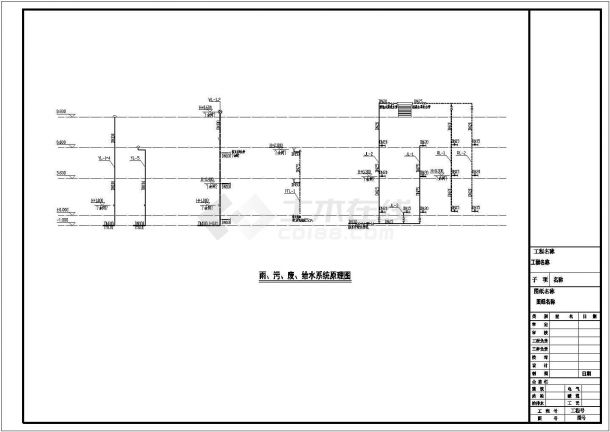 三层15.24×11.04带车库农居房水施设计CAD图-图二