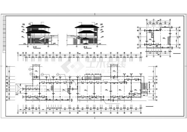 某地区三层商业街建筑CAD施工图纸-图二