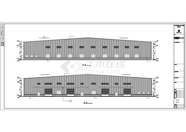 南京市某大型工业区单层钢结构车间厂房建筑设计CAD图纸-图一