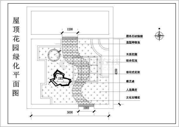 某屋顶花园CAD绿化布置图纸-图一