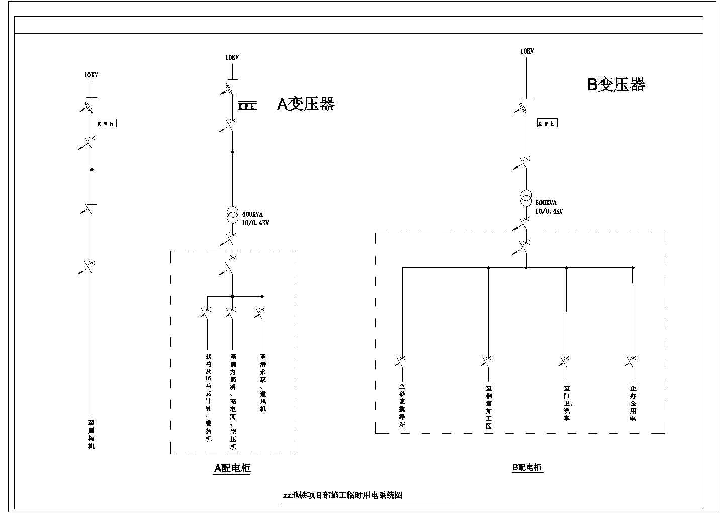天津地铁3号线第xx合同段施工用电施工组织设计-盾构施工用电系统图