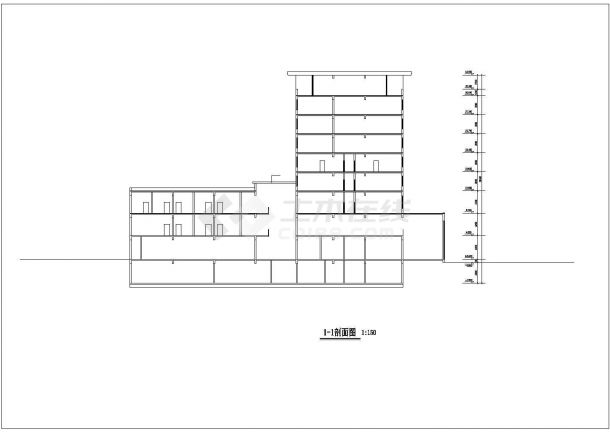 某八层酒店建筑立面方案设计CAD图纸-图一