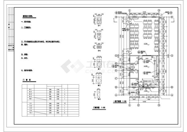[河南]某工厂厂区职工食堂建筑施工设计cad图（含设计说明）-图二