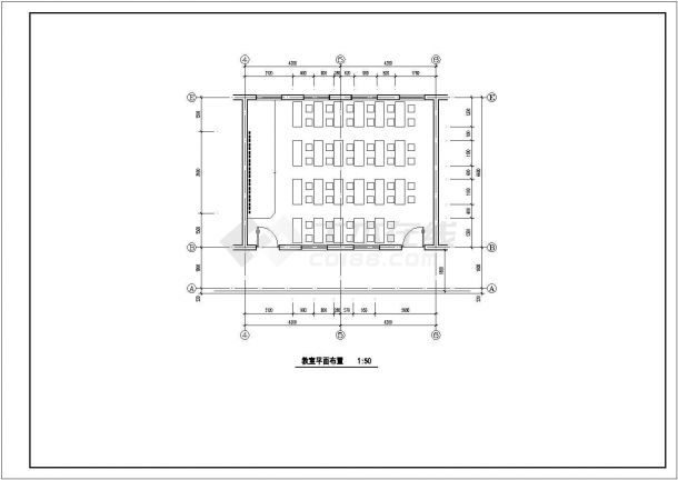 1302平方米小学教学楼全套施工cad图，共十张-图一