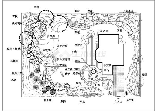 某小庭院CAD园林设计施工图-图一