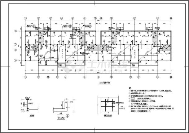 某6层砖混住宅结构设计施工图纸-图二