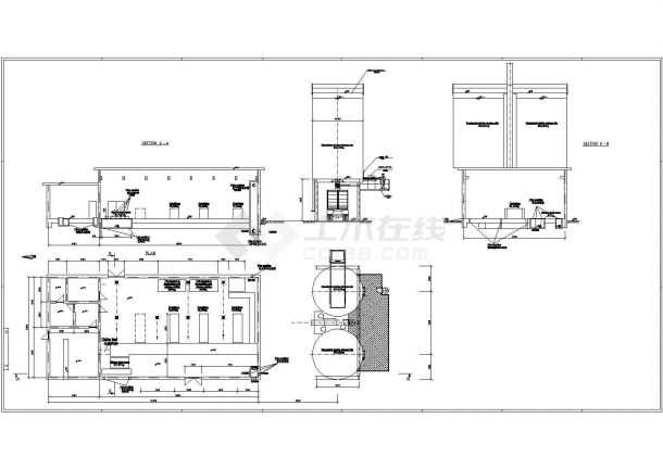 某污水处理厂泥区蛋形消化池及配套构筑物CAD图纸-图二