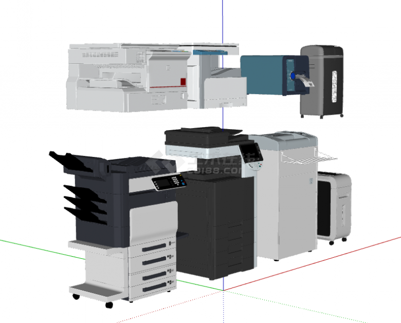 各式打印机办公用品 su模型-图二
