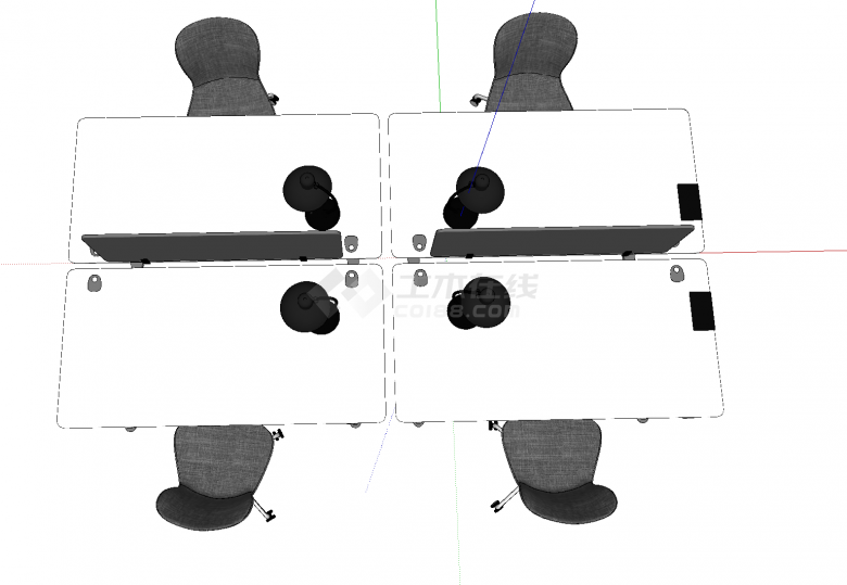 带台灯和旋转座椅的办公桌su模型-图二