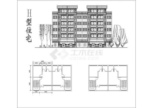 重庆产业园建筑单体设计CAD图纸-图二