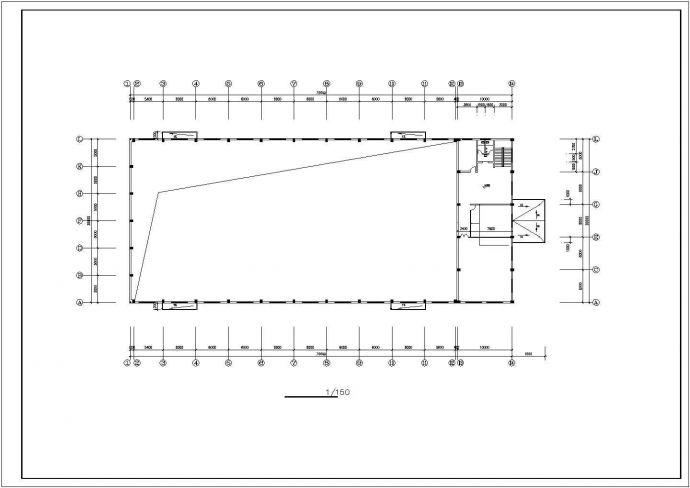某厂房建筑平面设计CAD图（共5张）_图1