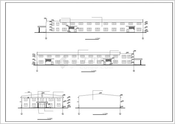 某厂房建筑平面设计CAD图（共5张）-图二