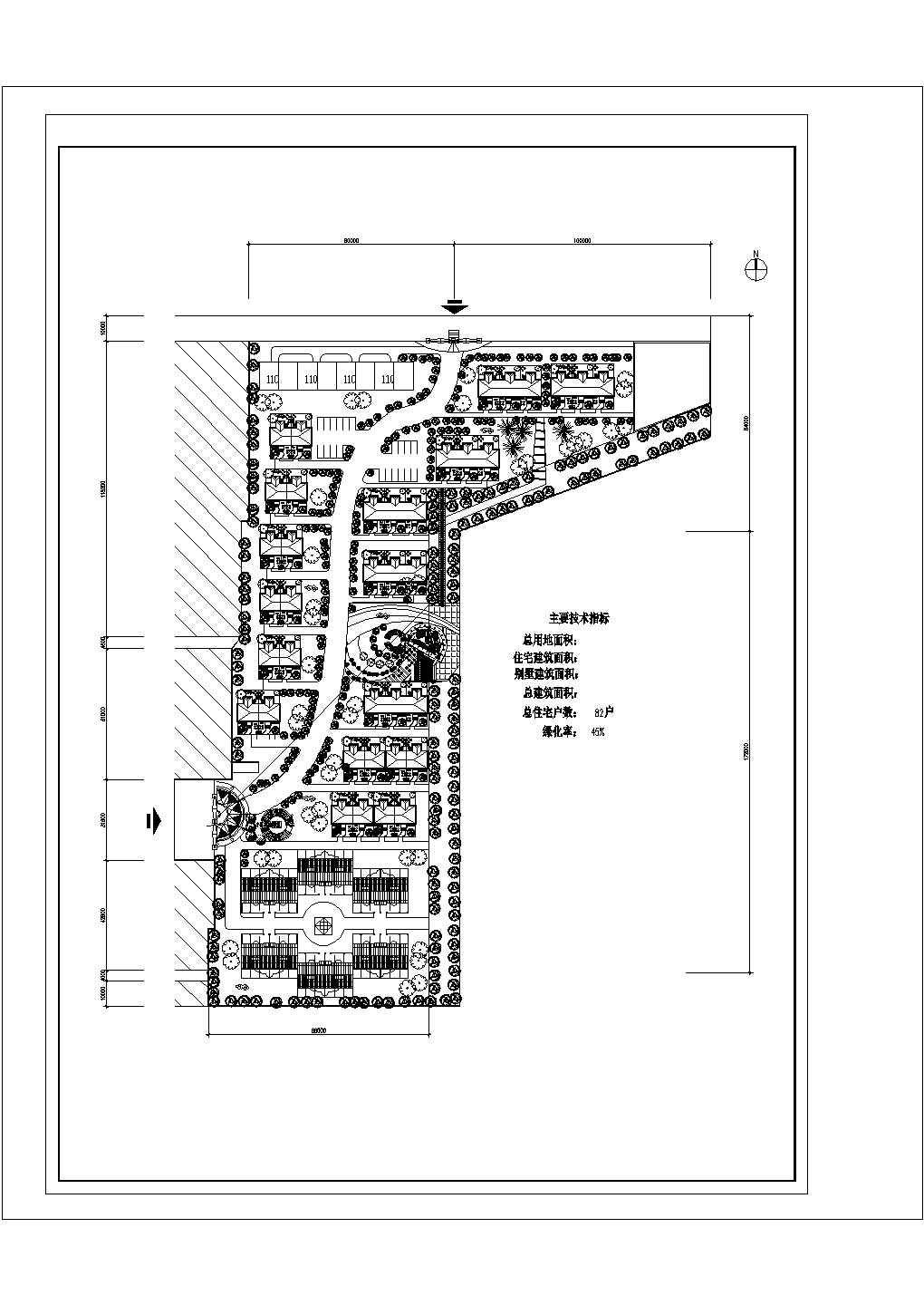 某地区别墅小区总平面规划设计cad图