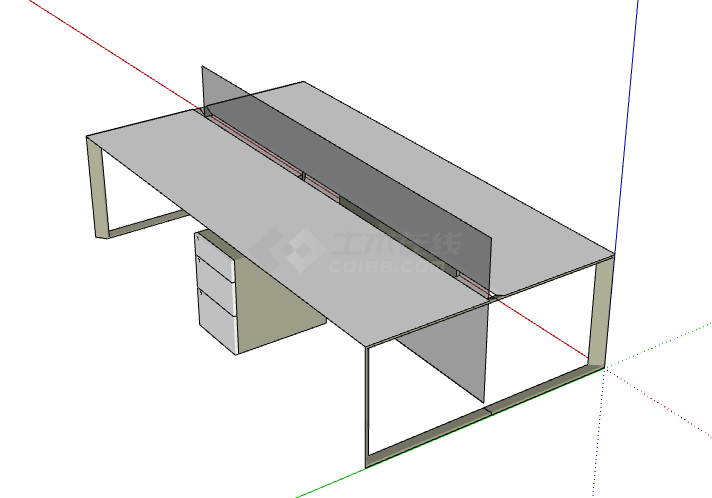 灰色隔间办公桌会议桌 su模型-图二