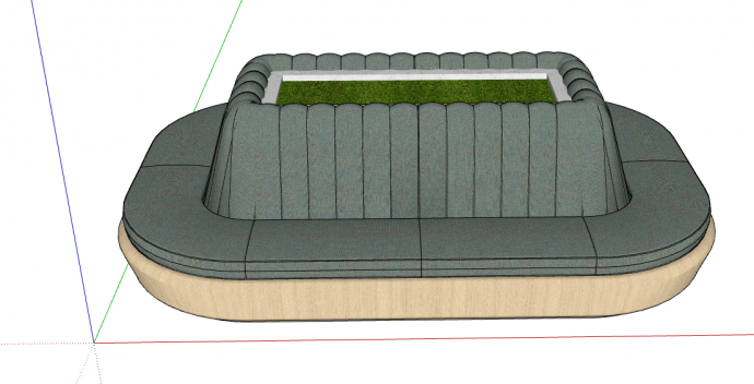 现代青色拼接造型沙发 su模型_图1