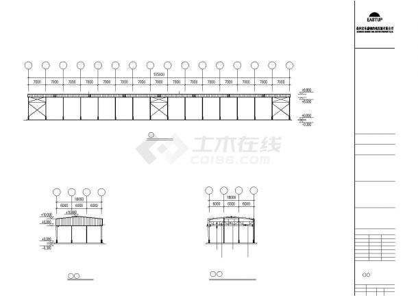 郑州市金辉矿业集团单层钢结构厂房全套建筑设计CAD图纸-图二