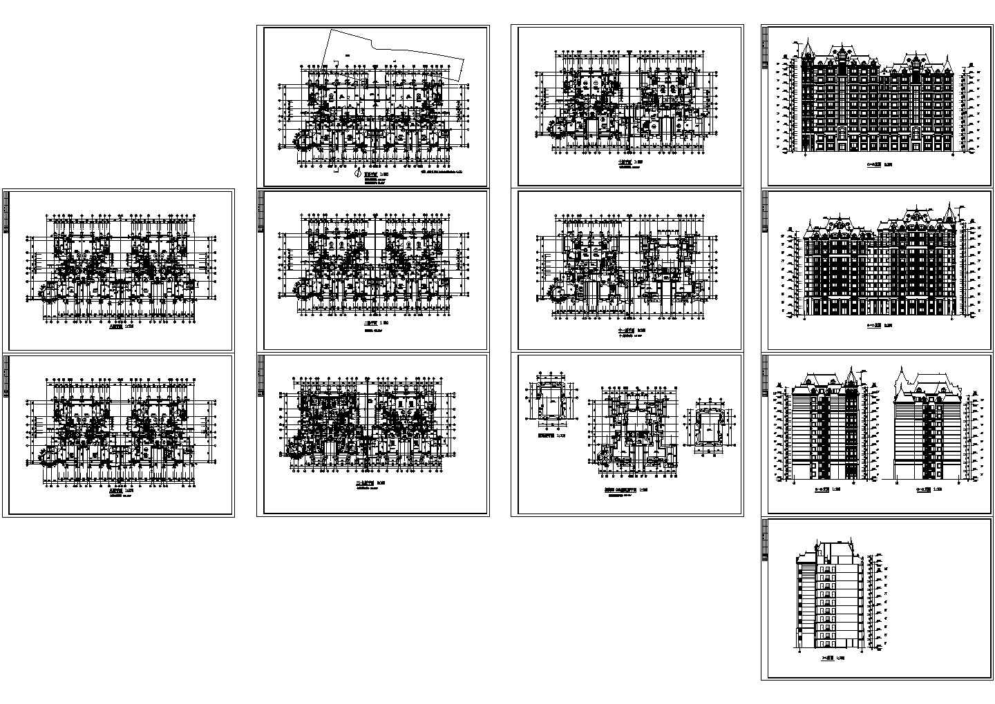 某地区高档现代小区小高层住宅楼设计施工CAD图纸