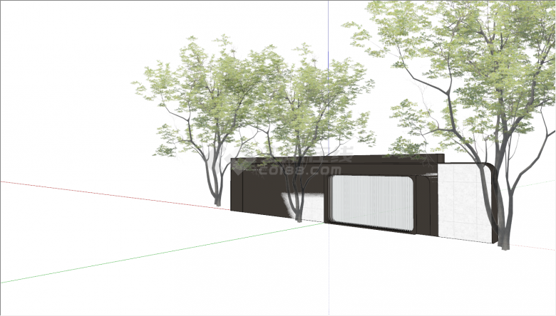 现代白色镂空景墙建筑su模型-图二