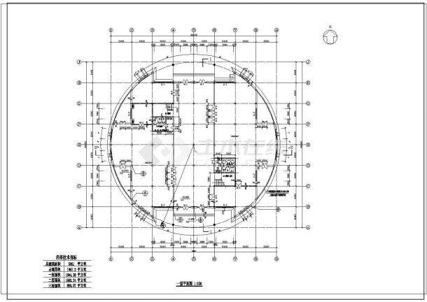 某市会所建筑施工平面设计CAD竣工图-图一
