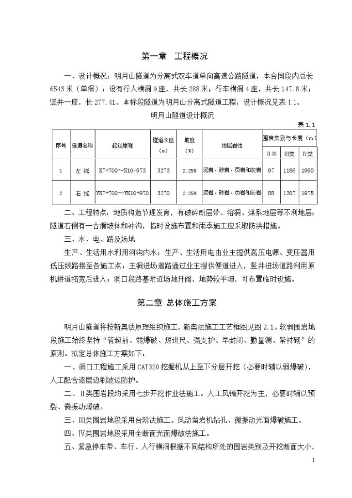 某分离式双车道单向高速公路隧道施工组织设计（共66页）-图一