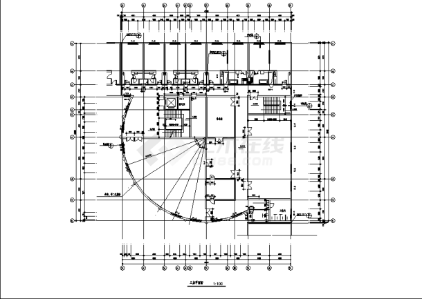 连云港某L形宾馆3层综合楼建筑设计施工cad图纸（含说明）-图一