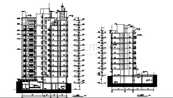 沭阳某12层凹形商住楼建筑设计施工cad图纸（含设计说明）-图一