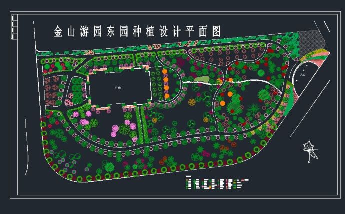 金牛游园种植绿化规划设计cad施工总平面图_图1