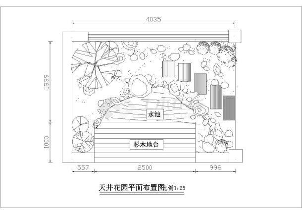 某屋顶花园及庭院CAD景观全套图纸-图二