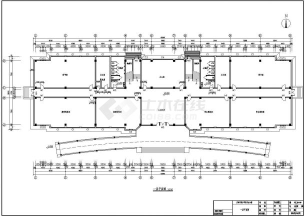 某长68.98米 宽19.5米 五层CAD框架结构中学图书馆办公楼6000平米 无剖面 含结构图-图一