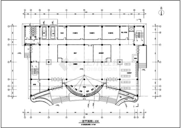 某市级文化馆CAD施工规划设计建筑图-图一