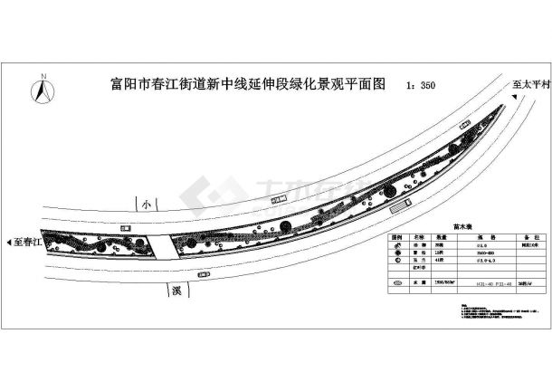 某街道新中线延伸段CAD绿化设计平面图-图一