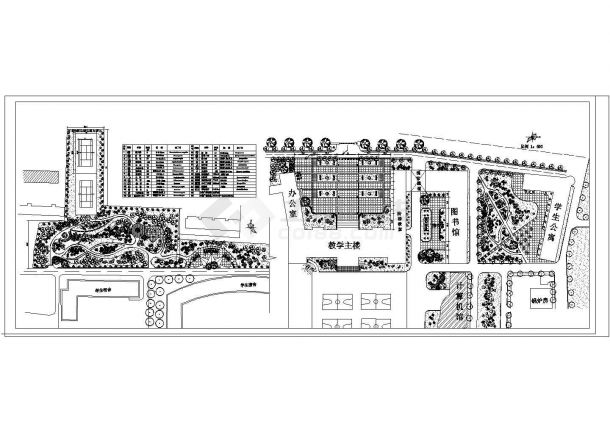 某校园广场CAD景观绿化设计平面图-图一