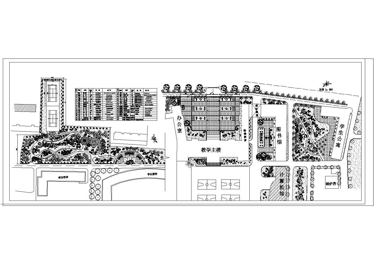 某校园广场CAD景观绿化设计平面图