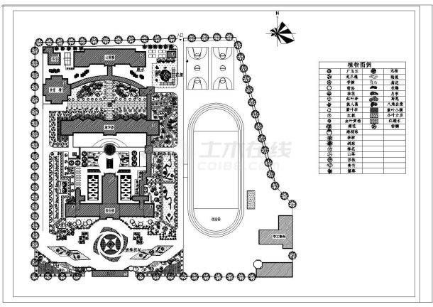 某高校校园CAD景观绿化规划设计平面图-图一