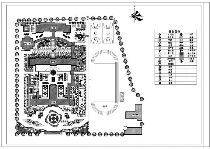 某高校校园CAD景观绿化规划设计平面图_图1