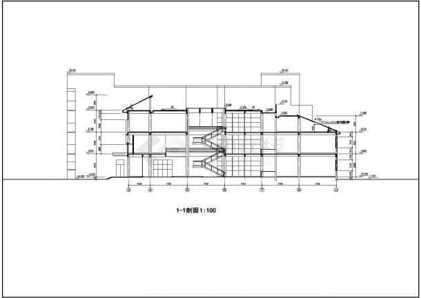 某长66.14米 宽50.4米 四层图书馆CAD建筑设计（无屋顶平面）-图一