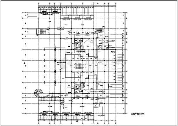 某长66.14米 宽50.4米 四层图书馆CAD建筑设计（无屋顶平面）-图二