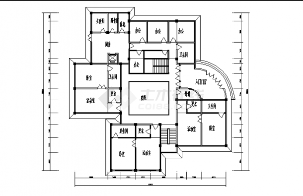 东方花园小区幼儿园3层教学楼建筑设计施工cad图纸-图一