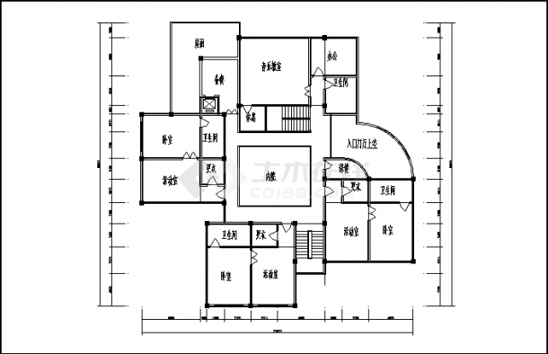 东方花园小区幼儿园3层教学楼建筑设计施工cad图纸-图二