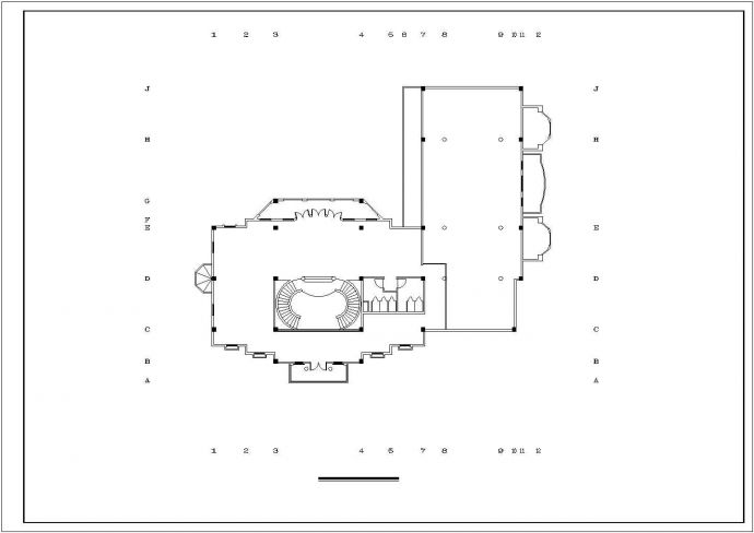 某市中心公建会所新古典CAD建筑设计平面立面总图_图1