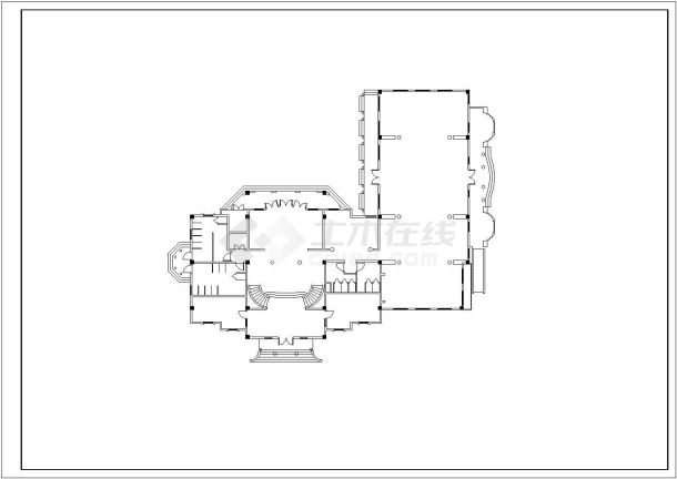 某市中心公建会所新古典CAD建筑设计平面立面总图-图二