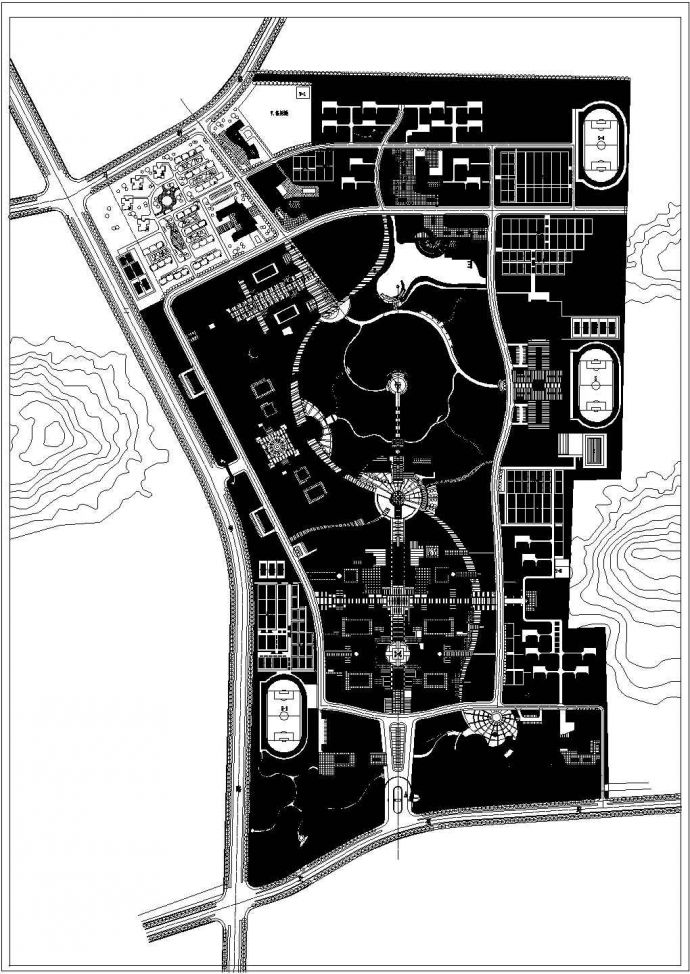 某著名学院CAD建筑设计总体规划图纸_图1