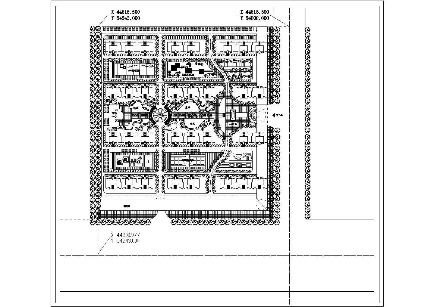 某文苑小区CAD建筑设计总平面规划图