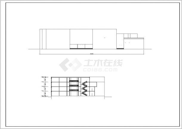 某长96.5米 宽56.7米 四层图书馆CAD建筑设计平立面方案图-图一